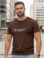 Pánské bavlněné tričko s potiskem „The Boston“, hnědé, FashionStreet NX5129R Pánské bavlněné tričko s potiskem „The Boston“, hnědé, FashionStreet NX5129R