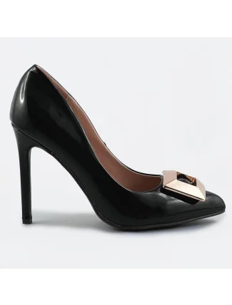 Černé lakované lodičky s ozdobnou přezkou (JC3004-1) Černé lakované lodičky s ozdobnou přezkou (JC3004-1)