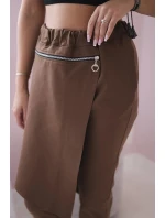 Punto Milano Zimní kalhoty s ozdobným zipem hnědý Punto Milano Zimní kalhoty s ozdobným zipem hnědý