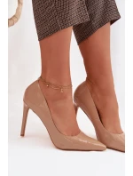 Lakované lodičky z eko kůže tmavě béžové Jonira