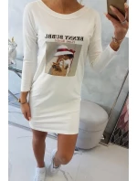 Šaty s potiskem košíku ecru Šaty s potiskem košíku ecru