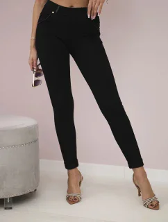 Bavlněné kalhoty s lemem na kapsách černé