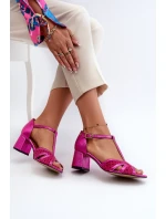 Dámské kožené sandály na podpatku Maciejka 06551-15 Fuksie