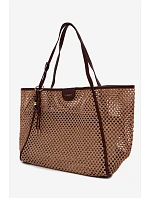 Pletená taška typu shopper s přívěskem Velká hnědá Mella