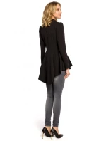 Asymetrický frak s límcem a zapínáním na knoflíky M165 - černý - Moe
