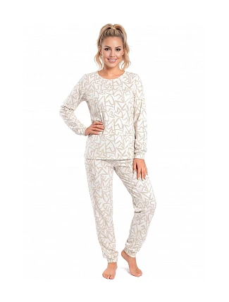 Pyžamo Donna Adore Long Ecru, dlouhé rukávy, velikosti S–2XL