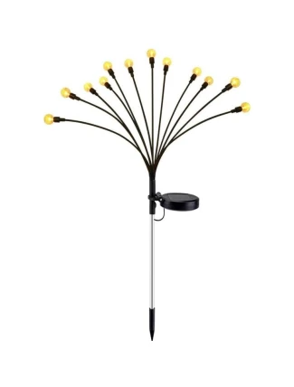 SOLÁRNÍ LAMPA TANČÍCÍ VE VĚTRU BÍLÉ KOULE 12 LED 72CM TEPLÁ BÍLÁ