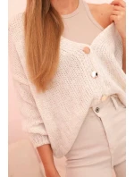 Dámský svetr s výstřihem do V a knoflíky béžový Dámský svetr s výstřihem do V a knoflíky béžový