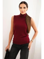 Dámská viskózová bezrukávová blůza s rolákem bordová