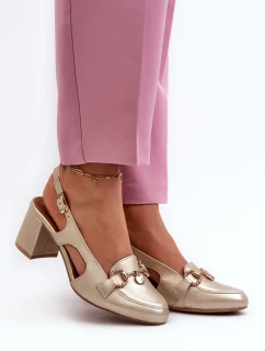 Kožené sandály na podpatku Maciejka 06419-25 Zlaté