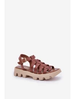 Kožené Dámské Sandály Zazoo 3695 Hnědé