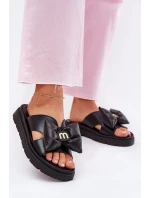 Dámské kožené sandály na platformě s mašlí CheBello 4647 černé