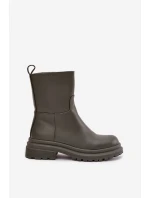 Dámské kotníkové boty na platformě a plochém podpatku Zelené Levira