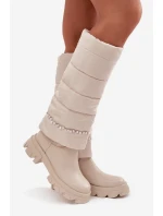 Dámské zimní kozačky s korálky světlá béžová Irvette