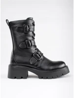 Jedinečné kotníčkové boty dámské černé na širokém podpatku Jedinečné kotníčkové boty dámské černé na širokém podpatku