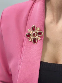 Brož Květina 2 červená