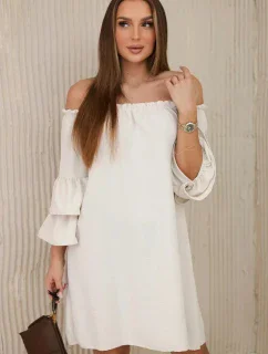 Španělské šaty s volánky na rukávu béžový