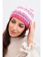 Dámská zimní čepice s barevným vláknem a elastickým stažením K352 malinová
