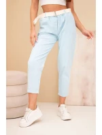 Dámské kordové kalhoty s páskem modré