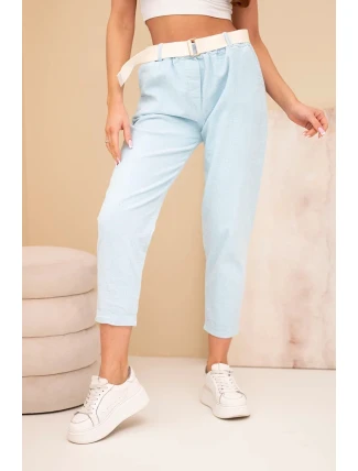 Dámské kordové kalhoty s páskem modré