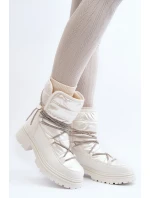 Dámské bílé zimní boty s ozdobným šněrováním Rilana