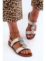 Dámské Ploché Sandály S Ozdobami Sergio Leone SK072H Bílé