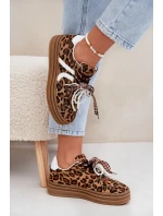 Dámské tenisky na platformě s ozdobami v panterovém vzoru hnědé Vinness