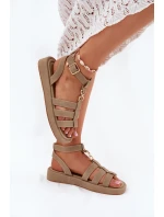 Dámské Sandály Na Platformě Se Zlatým Detalem Khaki Kartia