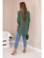 Halenka s prodlouženým zadním dílem khaki