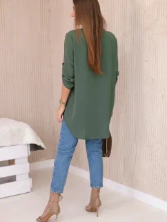 Halenka s prodlouženým zadním dílem khaki