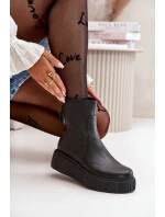 Zazoo 60369 Dámské Kožené Botky Na Platformě Černé Zazoo 60369 Dámské Kožené Botky Na Platformě Černé