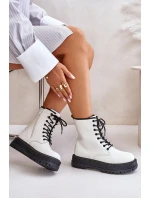 Zateplené boty worker z eko kůže na zip bílé Naleli Zateplené boty worker z eko kůže na zip bílé Naleli