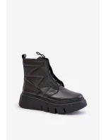 Zazoo 60472 Kožené Botky Na Platformě A Klínu Černé