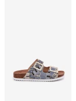 Dámské Pantofle S Přezkami A Leskem Béžové S.Barski RB51-006