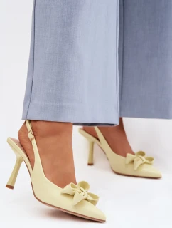 Dámské sandály na podpatku s mašlí Žluté Jonera