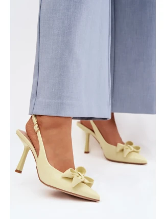Dámské sandály na podpatku s mašlí Žluté Jonera