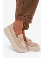 Kožené dámské mokasiny na platformě Vinceza Béžové