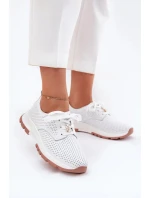 Dámské kožené polobotky s připínacím doplňkem Artiker – bílé