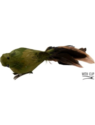 DEKORATIVNÍ PTÁČEK NA KLIPU CETKA ZELENÁ