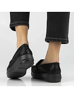 Dámské kožené mokasíny na platformě polobotky černé Filippo DP7652
