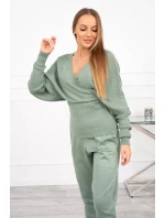 Dvoudílný svetrový set tmavě mátový
