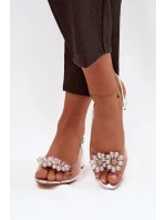 Průhledné sandály na nízkém podpatku s ozdobnými detaily D&A MR52-229 stříbrné