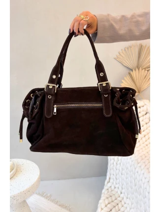 Dámská kabelka z přírodního semiše Danira – čokoládová