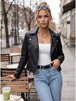 Dámská kožená bunda ve stylu Ramones, černá, FashionStreet TY5723 Dámská kožená bunda ve stylu Ramones, černá, FashionStreet TY5723