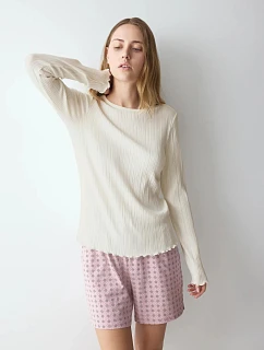 Halenka Versatile Rib Top LSL krémová Silk White - TRIUMPH