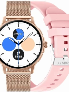 Dámské chytré hodinky GRAVITY GT12-3 Pink Silicone Strap + Rose Gold Bracelet