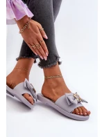 Dámské žabky s mašlí Levandulové Arsicada