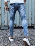 Pánské džínové kalhoty s dírami slim fit modré FashionStreet UX4451 Pánské džínové kalhoty s dírami slim fit modré FashionStreet UX4451