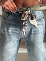 Dámské džínové kalhoty slim fit s páskem FLORETTA modrá FashionStreet UY2490