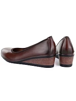 Dámské polobotky na podpatku hnědé Vinceza 58628